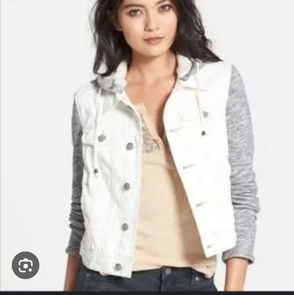 Wallflower White and Gray Jean Jacket With Hood